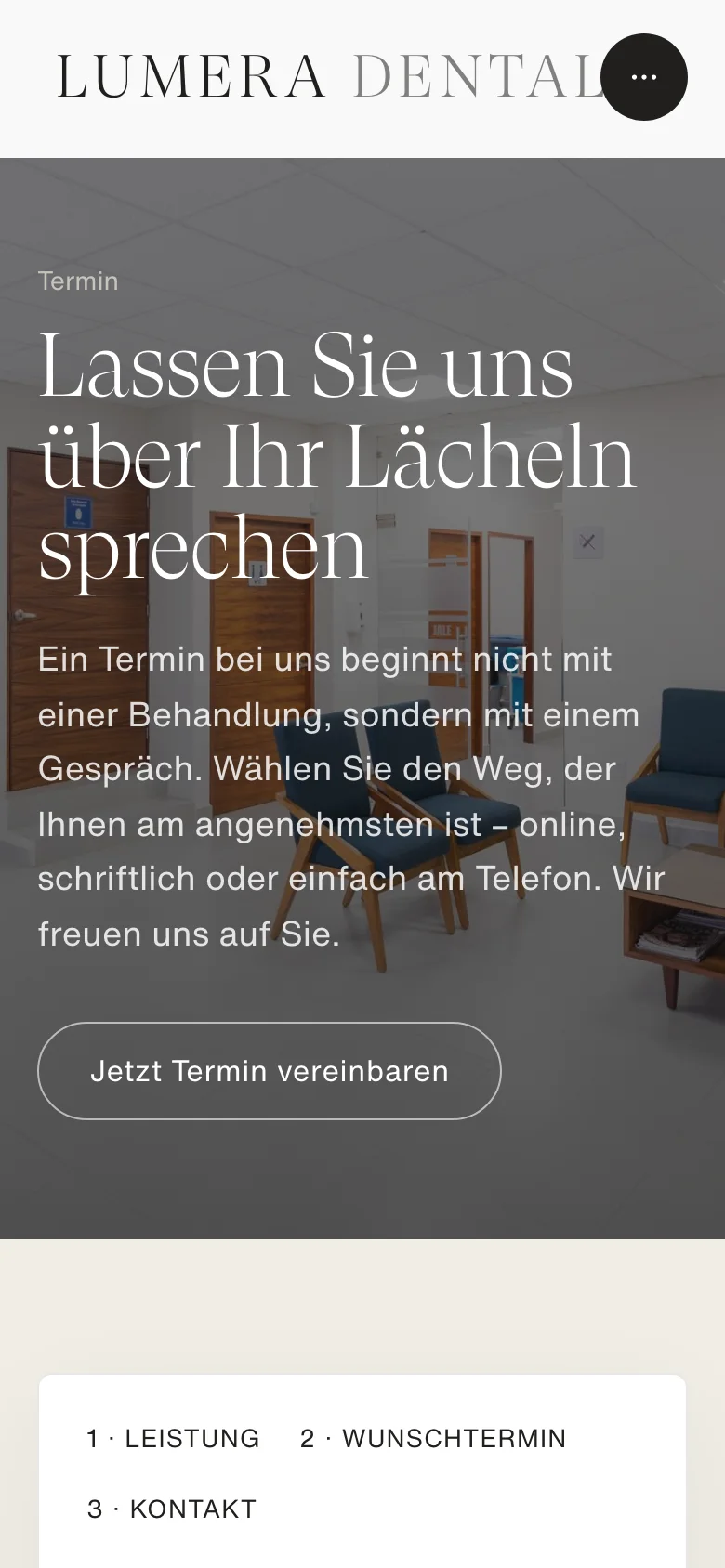 Lumera Dental, mobile Terminbuchung