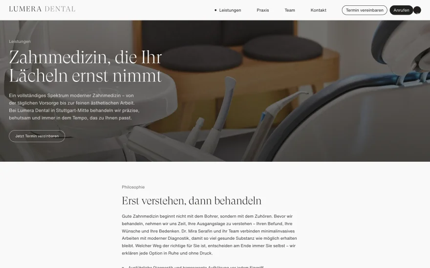 Leistungen — Unterseite der Konzeptstudie