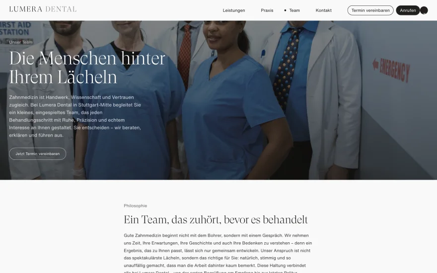 Team — Unterseite der Konzeptstudie